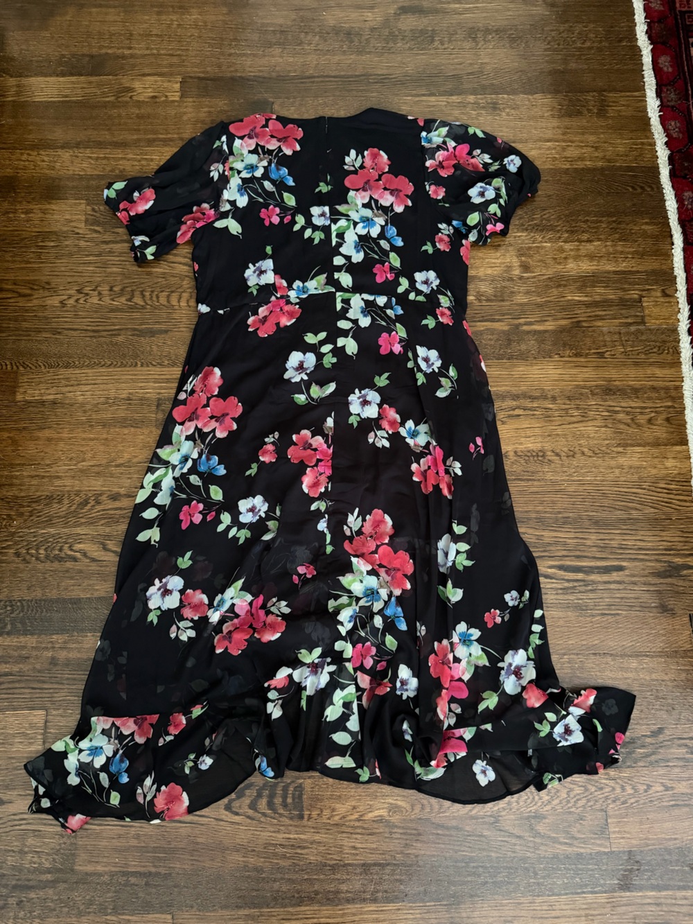DKNY Black Floral Dress with Pink & Blue Flowers - Picture 2 of 7